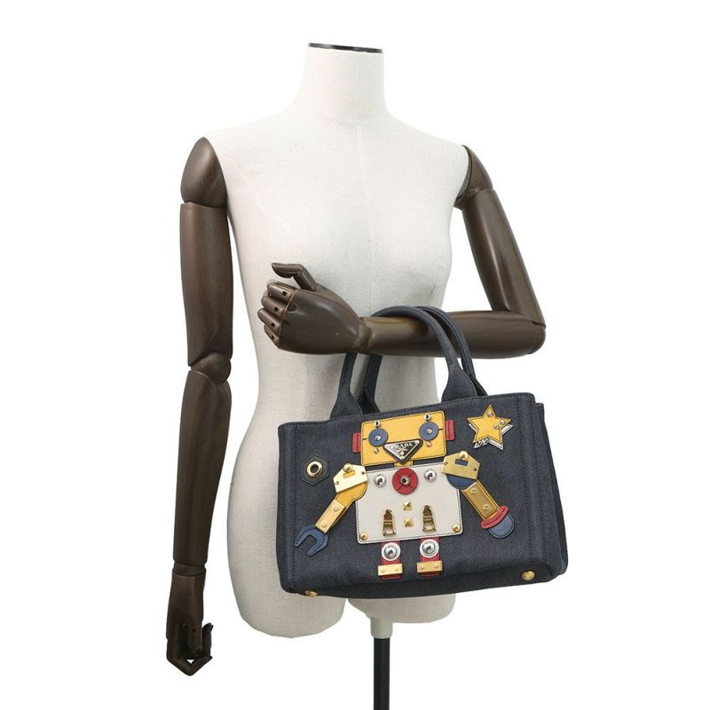プラダ トートバッグ カナパ CANAPA ロボット デニム 1BG439 PRADA 2way