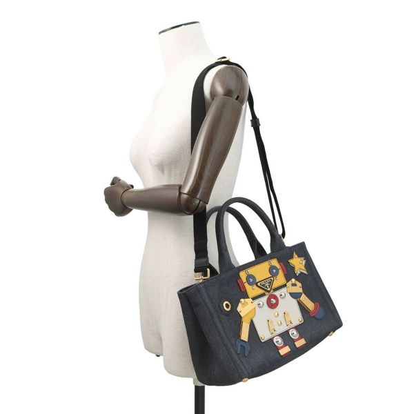 プラダ トートバッグ カナパ CANAPA ロボット デニム 1BG439 PRADA 2way
