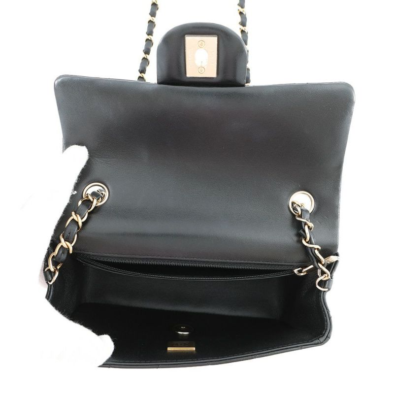 シャネル チェーンショルダーバッグ ココマーク ミニ マトラッセ 20 ラムスキン A69900 CHANEL 黒
