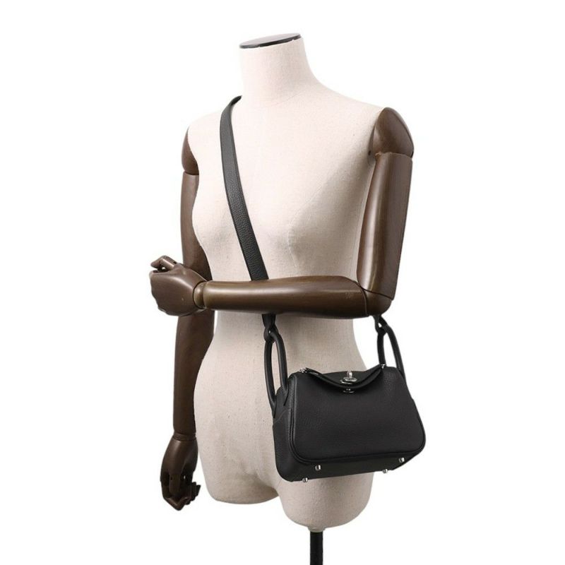 エルメス ハンドバッグ リンディ ミニ ブラック/シルバー金具 トリヨンクレマンス K刻印 HERMES バッグ 2wayショルダーバッグ