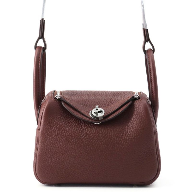 エルメス ハンドバッグ リンディ ミニ ルージュセリエ/シルバー金具 トリヨンクレマンス K刻印 2wayショルダー