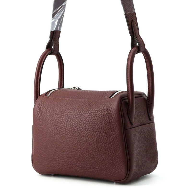 エルメス ハンドバッグ リンディ ミニ ルージュセリエ/シルバー金具 トリヨンクレマンス K刻印 2wayショルダー