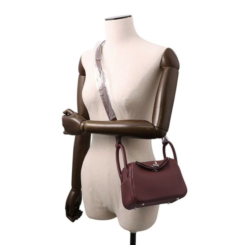 エルメス ハンドバッグ リンディ ミニ ルージュセリエ/シルバー金具 トリヨンクレマンス K刻印 2wayショルダー