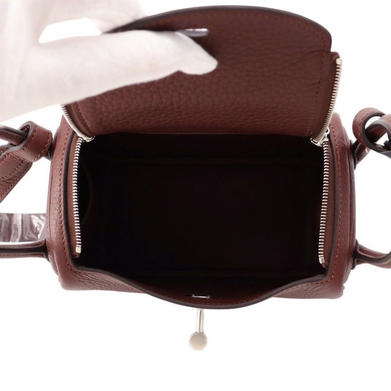 エルメス ハンドバッグ リンディ ミニ ルージュセリエ/シルバー金具 トリヨンクレマンス K刻印 2wayショルダー