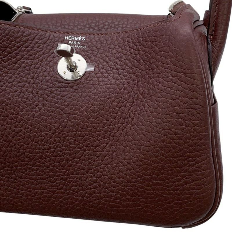 エルメス ハンドバッグ リンディ ミニ ルージュセリエ/シルバー金具 トリヨンクレマンス K刻印 2wayショルダー