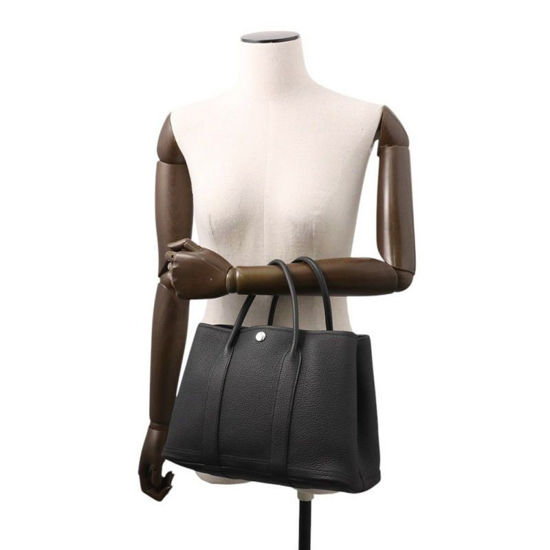 エルメス トートバッグ ガーデンパーティTPM ブラック/シルバー金具 ネゴンダ K刻印 黒