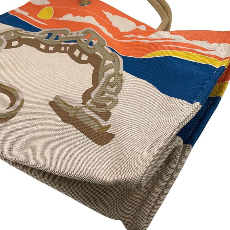 エルメス トートバッグ エスカル・ア・ラ・プラージュ プリント アシエ/シルバー金具 トワルアッシュ HERMES ビーチバッグ