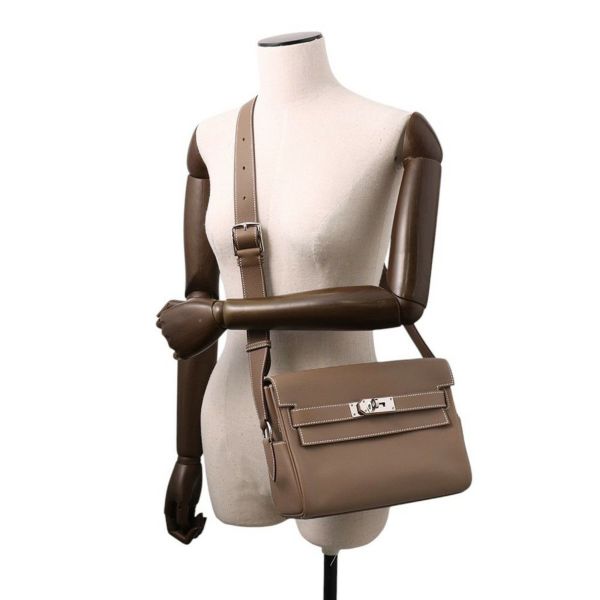 エルメス ケリーメッセンジャーPM エトゥープ/シルバー金具 エバーカラー W刻印 HERMES メンズ