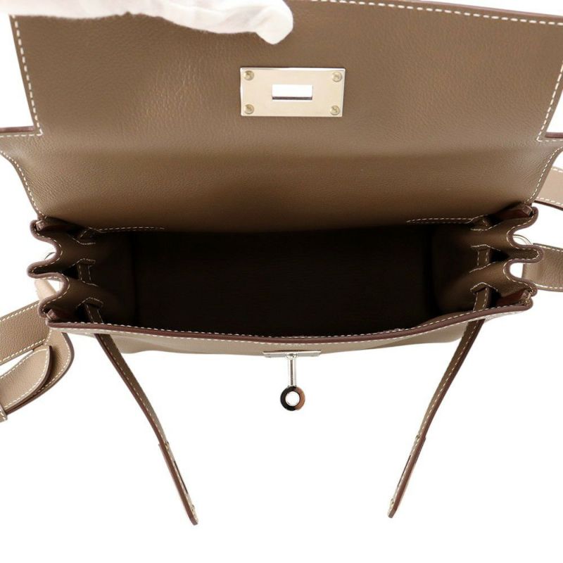 エルメス ケリーメッセンジャーPM エトゥープ/シルバー金具 エバーカラー W刻印 HERMES メンズ