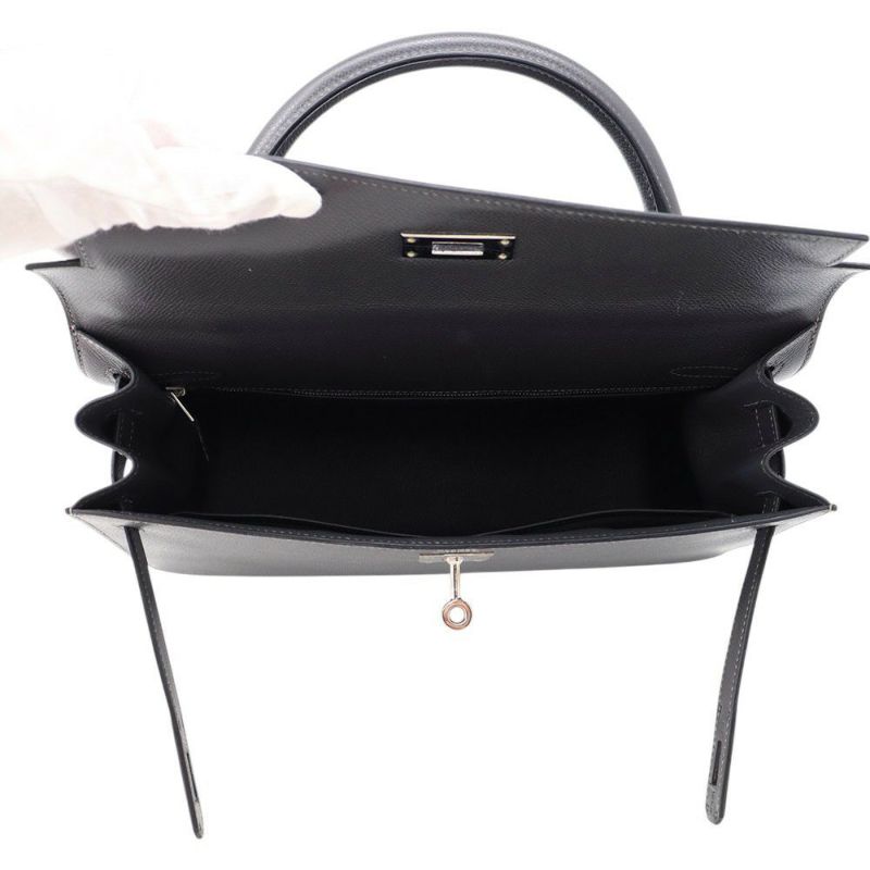 エルメス ハンドバッグ ケリー32 外縫い グラファイト/シルバー金具 クシュベル □G刻印 2wayショルダー