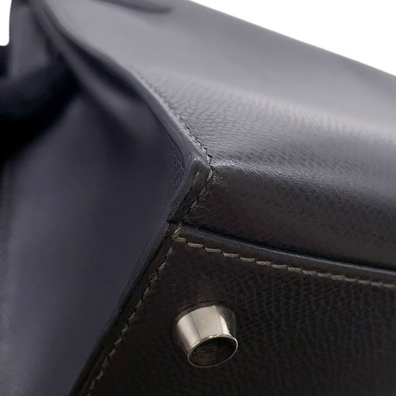 エルメス ハンドバッグ ケリー32 外縫い グラファイト/シルバー金具 クシュベル □G刻印 2wayショルダー