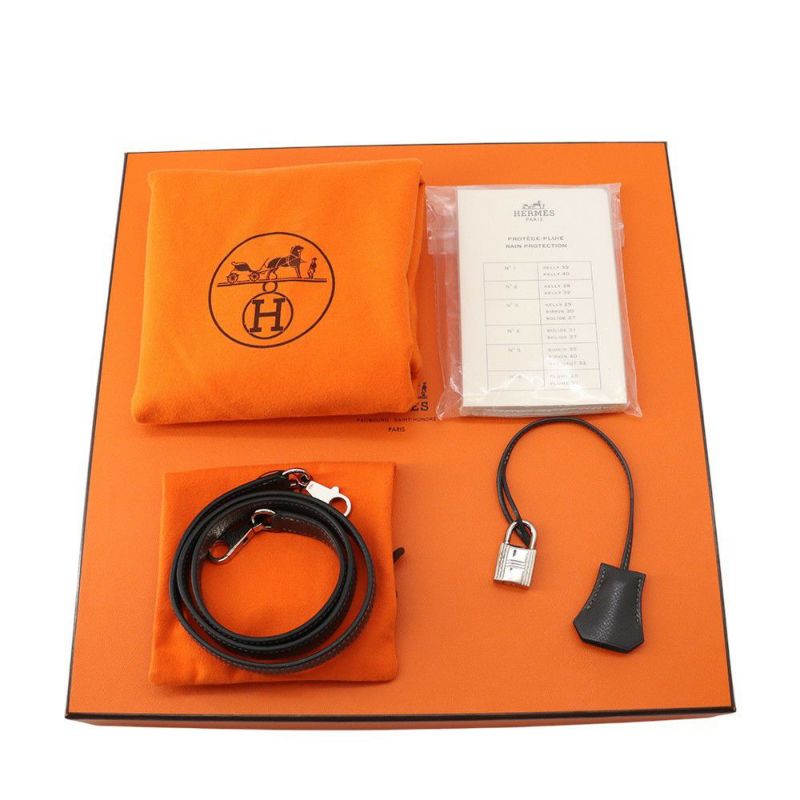 エルメス ハンドバッグ ケリー32 外縫い グラファイト/シルバー金具 クシュベル □G刻印 2wayショルダー