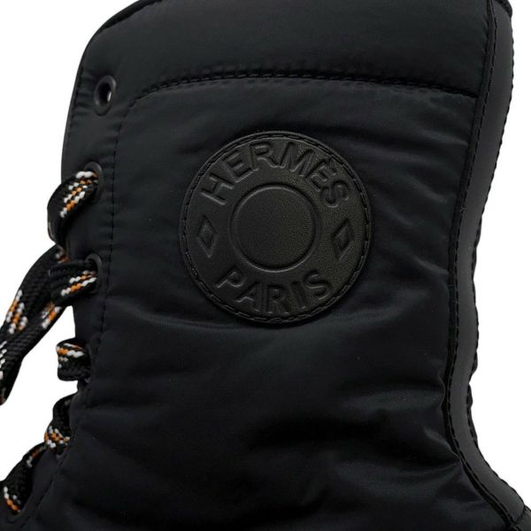 エルメス ショートブーツ フレッシュ ナイロン/レザー レディースサイズ36 1/2 HERMES 靴 黒