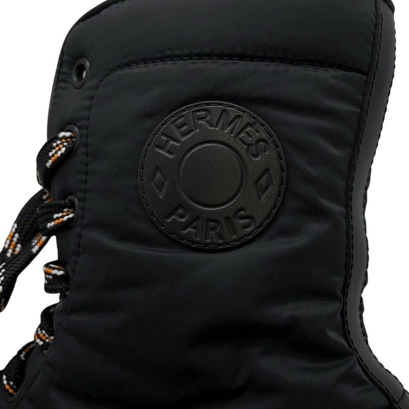 エルメス ショートブーツ フレッシュ ナイロン/レザー レディースサイズ36 1/2 HERMES 靴 黒