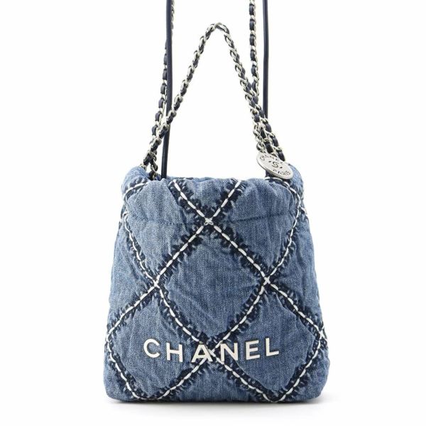 シャネル ハンドバッグ CHANEL 22 ミニ ココマーク ステッチ デニム AS3980 CHANEL 2wayショルダーバッグ