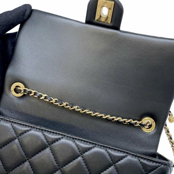 シャネル チェーンショルダーバッグ ココマーク マトラッセ ミニフラップ ラムスキン AS5083 CHANEL 黒