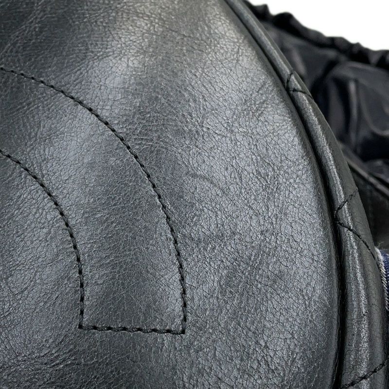 シャネル ショルダーバッグ エンブロイダリー ドローストリング 刺繍 ウール A57519 CHANEL 巾着バッグ 黒