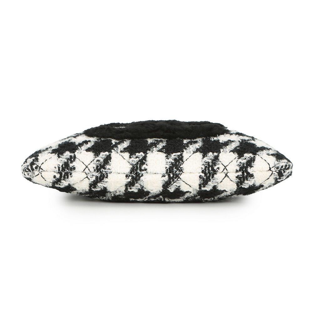 シャネル クラッチバッグ ココマーク ツイード 千鳥格子 CHANEL セカンドバッグ 黒 白