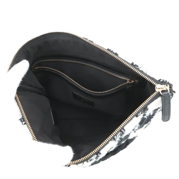 シャネル クラッチバッグ ココマーク ツイード 千鳥格子 CHANEL セカンドバッグ 黒 白