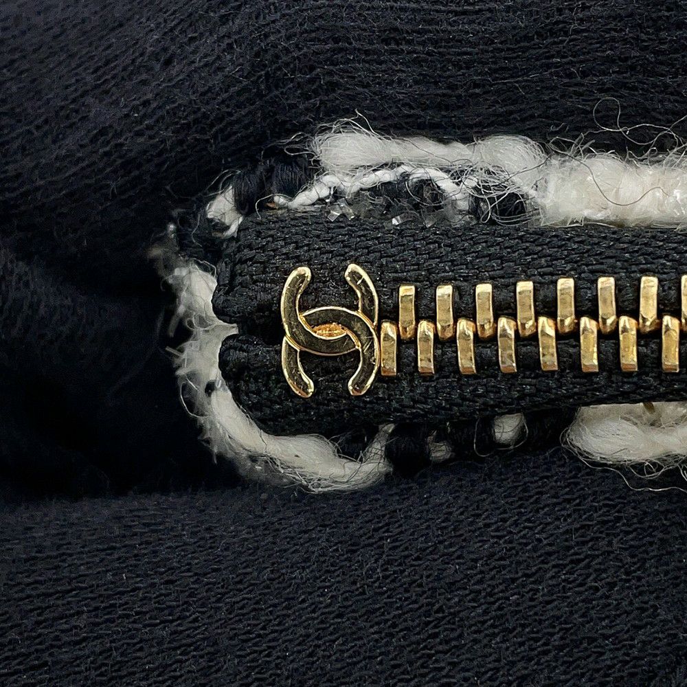 シャネル クラッチバッグ ココマーク ツイード 千鳥格子 CHANEL セカンドバッグ 黒 白