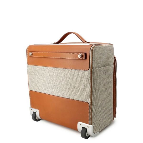 エルメス キャリーケース カレーシュ エクスプレス キャビン エクリュ/フォーブ/マットシルバー金具 トワル/バレニア □Q刻印