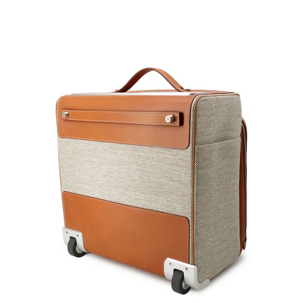 エルメス キャリーケース カレーシュ エクスプレス キャビン エクリュ/フォーブ/マットシルバー金具 トワル/バレニア □Q刻印