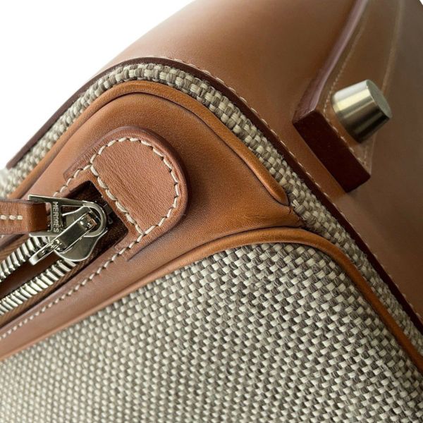 エルメス キャリーケース カレーシュ エクスプレス キャビン エクリュ/フォーブ/マットシルバー金具 トワル/バレニア □Q刻印