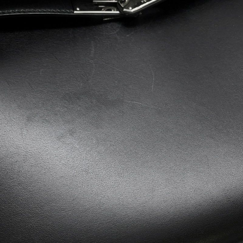 エルメス ハンドバッグ ケリー28 外縫い ブラック/シルバー金具 ボックスカーフ □G刻印 2wayショルダー 黒