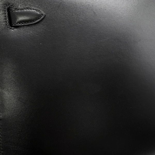 エルメス ハンドバッグ ケリー28 外縫い ブラック/シルバー金具 ボックスカーフ □G刻印 2wayショルダー 黒