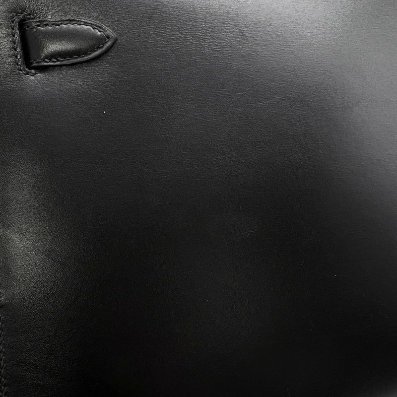 エルメス ハンドバッグ ケリー28 外縫い ブラック/シルバー金具 ボックスカーフ □G刻印 2wayショルダー 黒