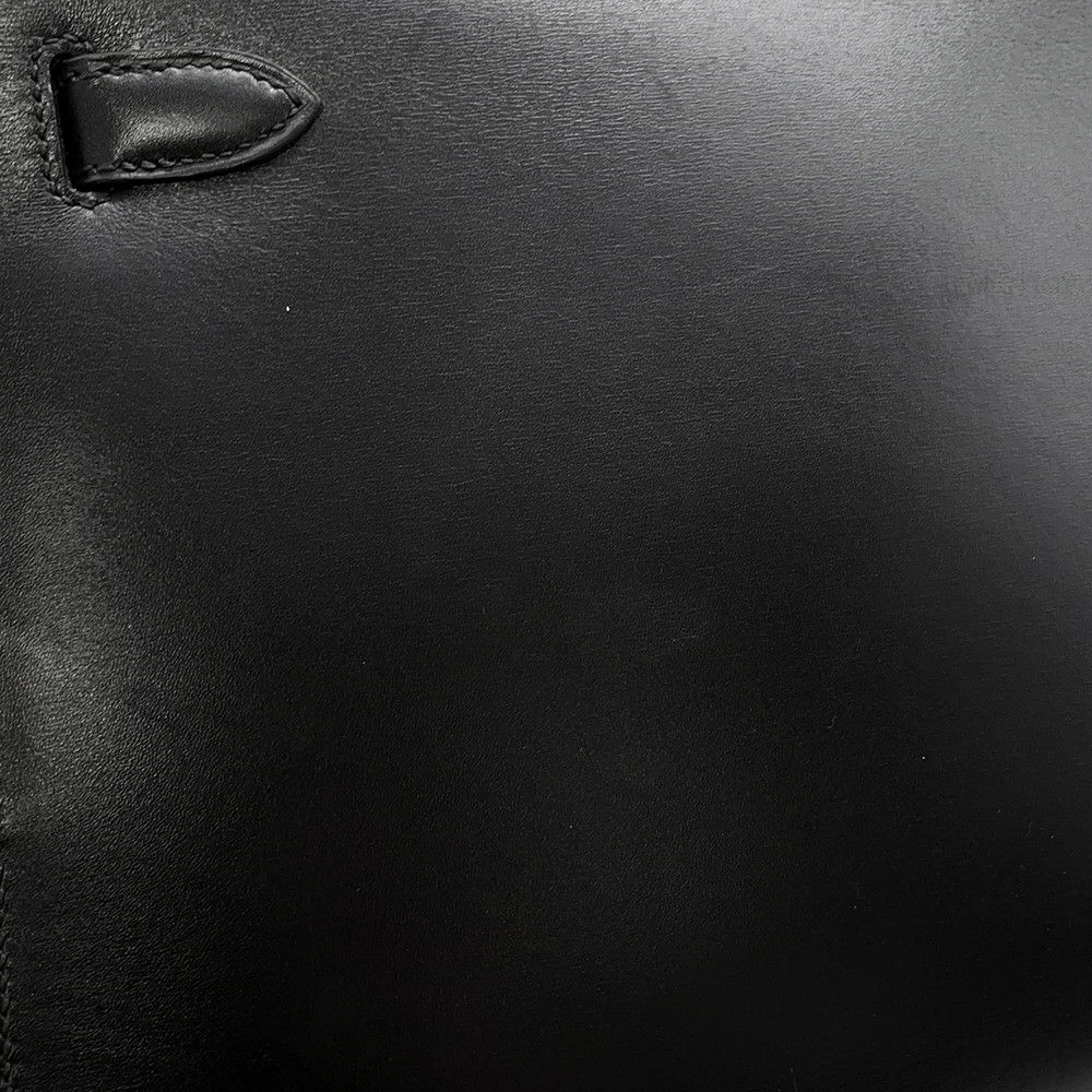 エルメス ハンドバッグ ケリー28 外縫い ブラック/シルバー金具 ボックスカーフ □G刻印 2wayショルダー 黒