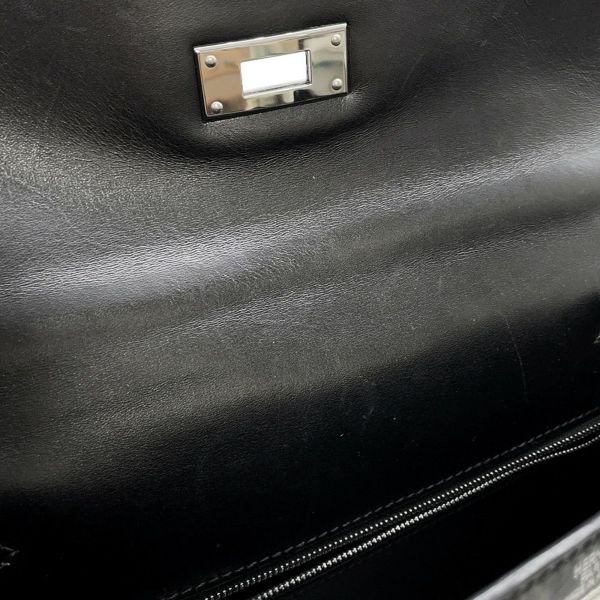 エルメス ハンドバッグ ケリー28 外縫い ブラック/シルバー金具 ボックスカーフ □G刻印 2wayショルダー 黒