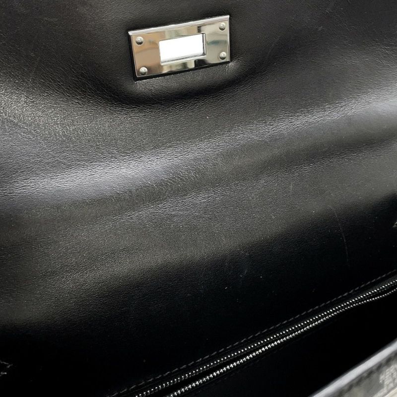 エルメス ハンドバッグ ケリー28 外縫い ブラック/シルバー金具 ボックスカーフ □G刻印 2wayショルダー 黒