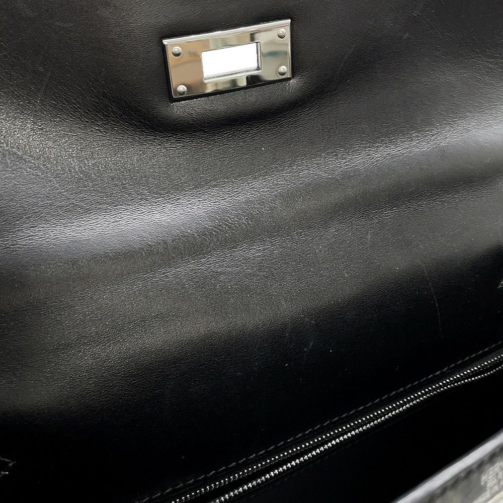 エルメス ハンドバッグ ケリー28 外縫い ブラック/シルバー金具 ボックスカーフ □G刻印 2wayショルダー 黒