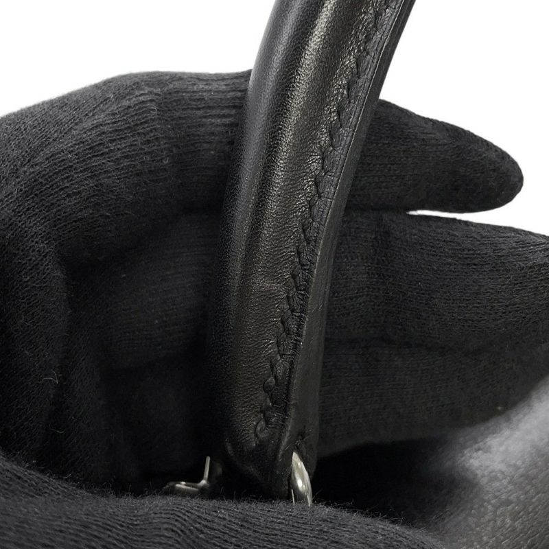 エルメス ハンドバッグ ケリー28 外縫い ブラック/シルバー金具 ボックスカーフ □G刻印 2wayショルダー 黒