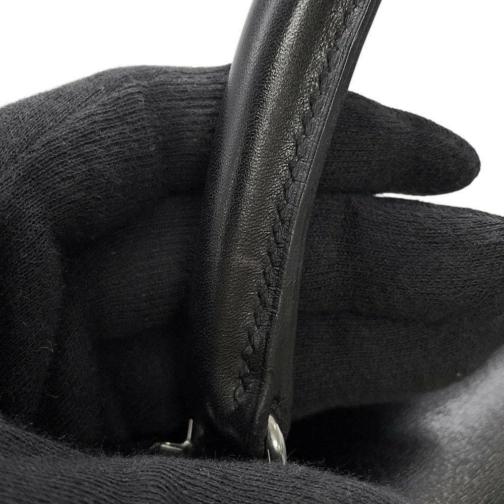 エルメス ハンドバッグ ケリー28 外縫い ブラック/シルバー金具 ボックスカーフ □G刻印 2wayショルダー 黒