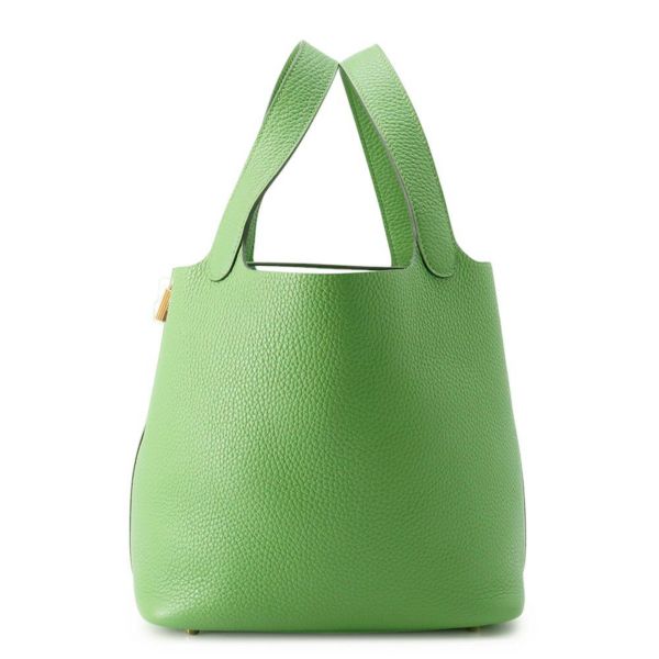 エルメス ハンドバッグ ピコタンロックMM ヴェールユッカ/ゴールド金具 トリヨンクレマンス W刻印