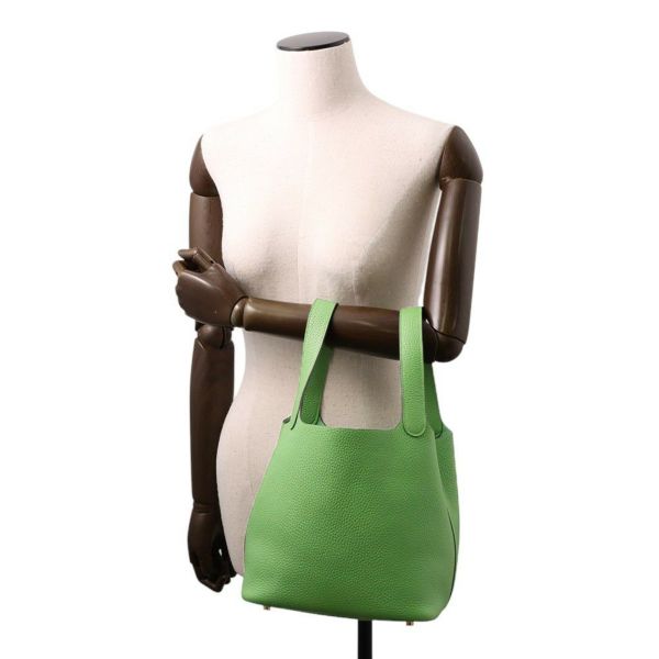 エルメス ハンドバッグ ピコタンロックMM ヴェールユッカ/ゴールド金具 トリヨンクレマンス W刻印