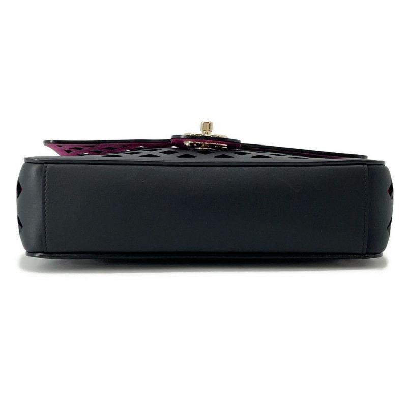 シャネル チェーンショルダーバッグ パンチング カーフレザー AS2376 CHANEL 黒