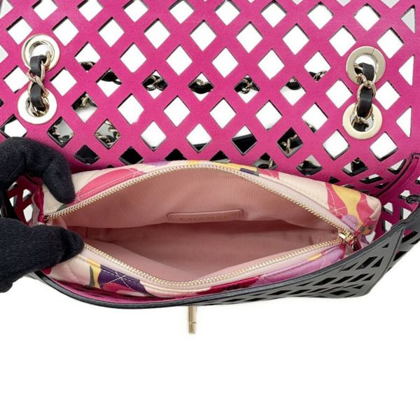 シャネル チェーンショルダーバッグ パンチング カーフレザー AS2376 CHANEL 黒
