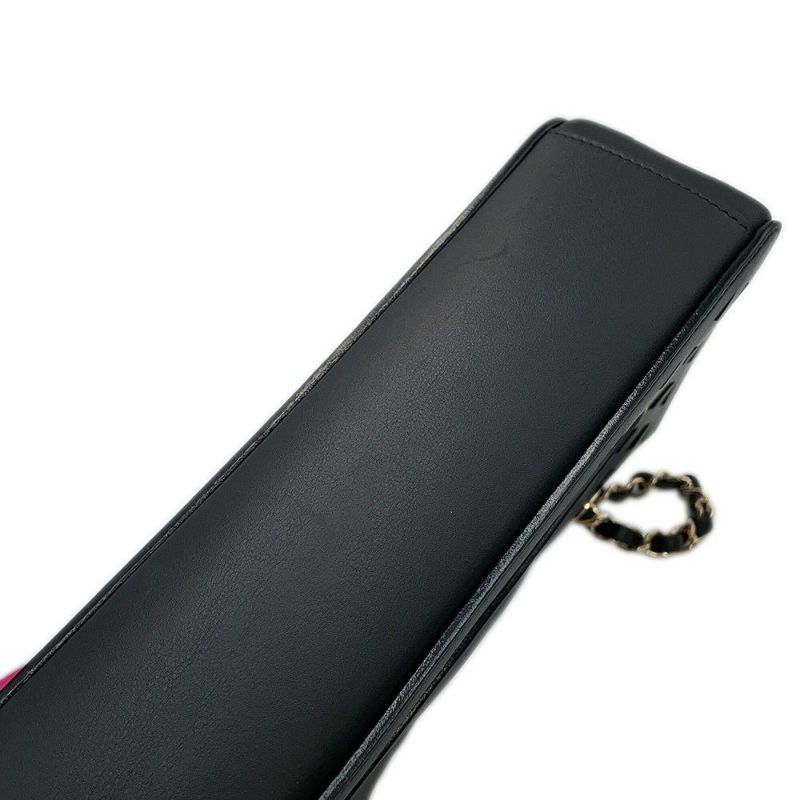シャネル チェーンショルダーバッグ パンチング カーフレザー AS2376 CHANEL 黒