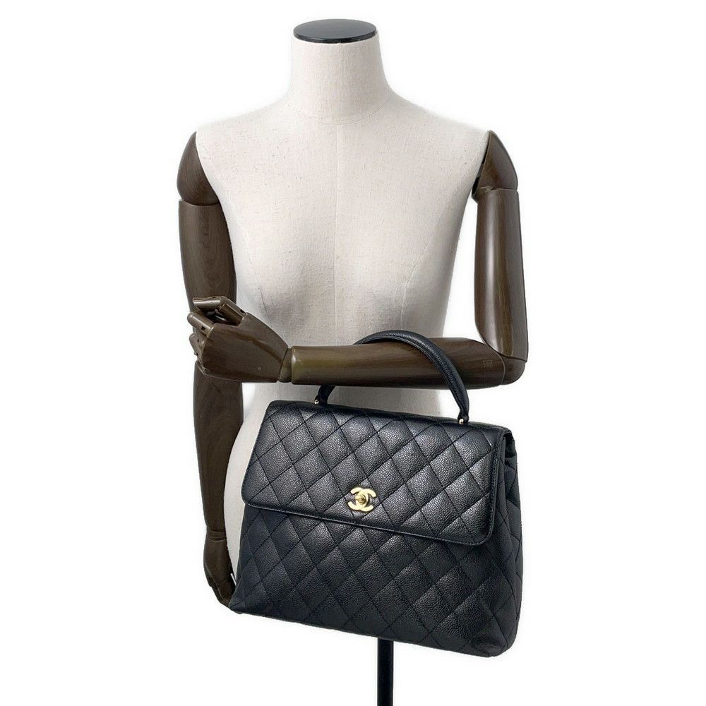 シャネル ハンドバッグ マトラッセ ココマーク キャビアスキン A12397 CHANEL 黒