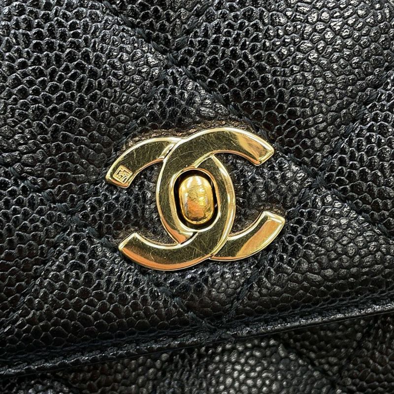 シャネル ハンドバッグ マトラッセ ココマーク キャビアスキン A12397 CHANEL 黒