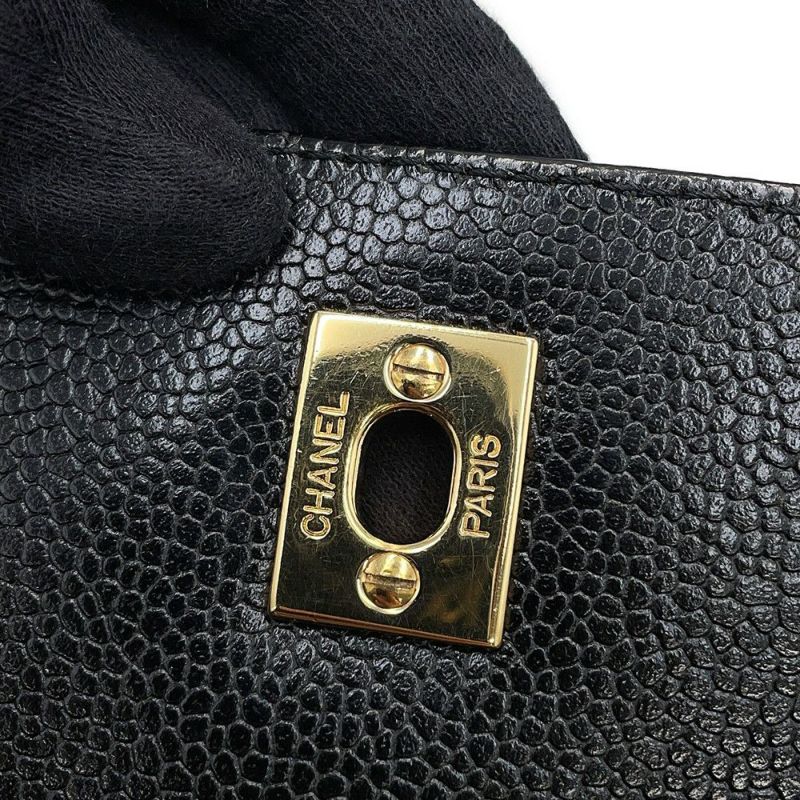 シャネル ハンドバッグ マトラッセ ココマーク キャビアスキン A12397 CHANEL 黒