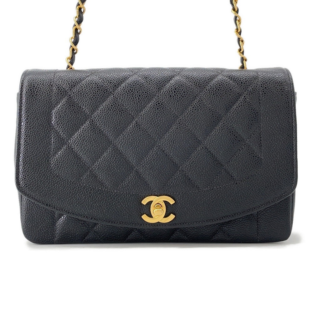 シャネル チェーンショルダーバッグ マトラッセ25 ココマーク ダイアナ キャビアスキン A01165 CHANEL 黒 シャネル チェーンショルダーバッグ マトラッセ25 ココマーク ダイアナ