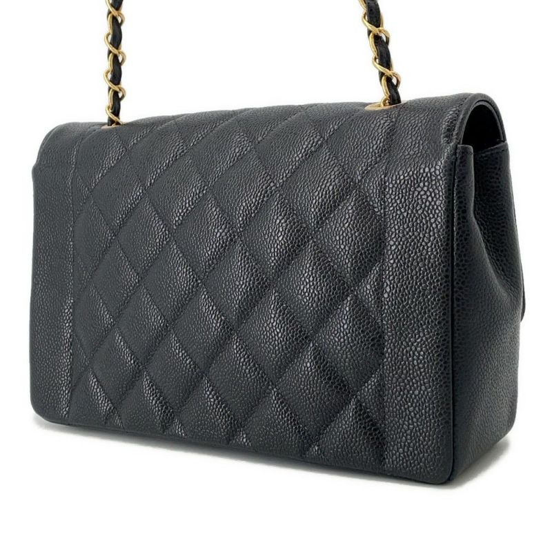 シャネル チェーンショルダーバッグ マトラッセ25 ココマーク ダイアナ キャビアスキン A01165 CHANEL 黒