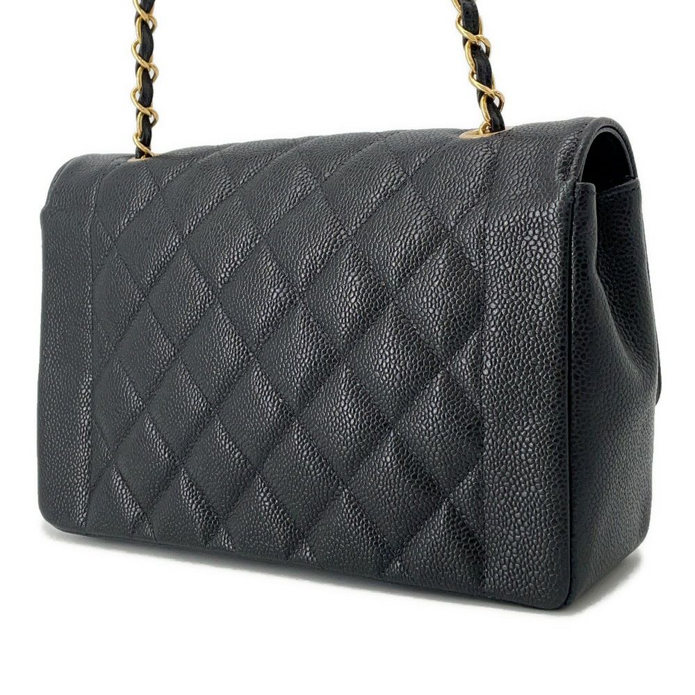 シャネル チェーンショルダーバッグ マトラッセ25 ココマーク ダイアナ キャビアスキン A01165 CHANEL 黒