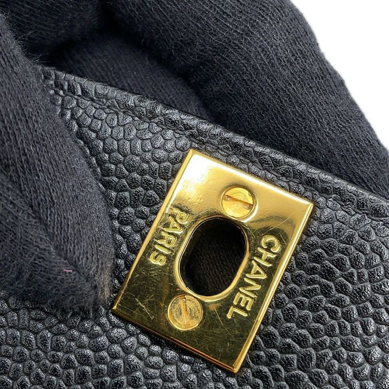 シャネル チェーンショルダーバッグ マトラッセ25 ココマーク ダイアナ キャビアスキン A01165 CHANEL 黒