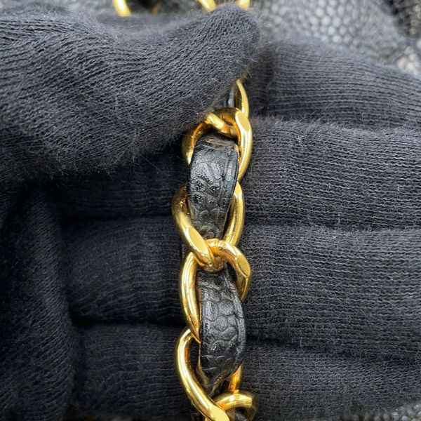 シャネル チェーンショルダーバッグ マトラッセ25 ココマーク ダイアナ キャビアスキン A01165 CHANEL 黒