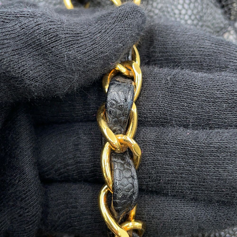 シャネル チェーンショルダーバッグ マトラッセ25 ココマーク ダイアナ キャビアスキン A01165 CHANEL 黒